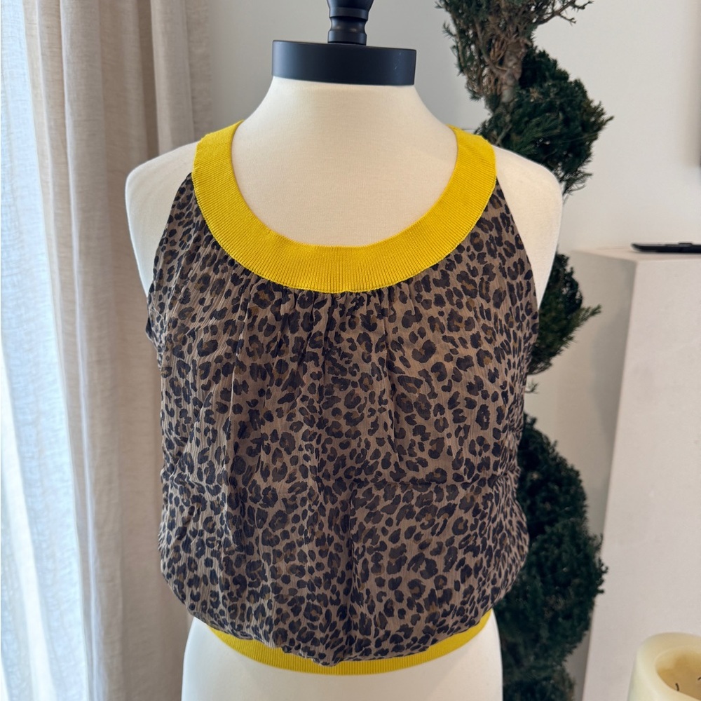 Carlisle Collection Leopard Print Tank Top with Yellow Accents - Size M
